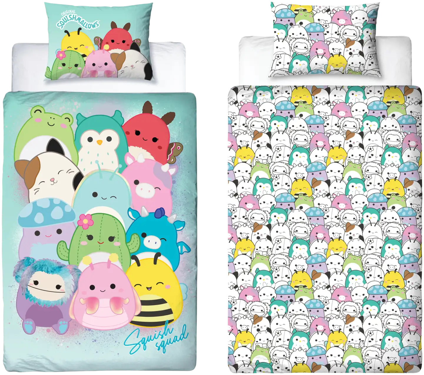 Lasten pusssilakanasetti Squishmallows 150x210+50x60 cm - 1
