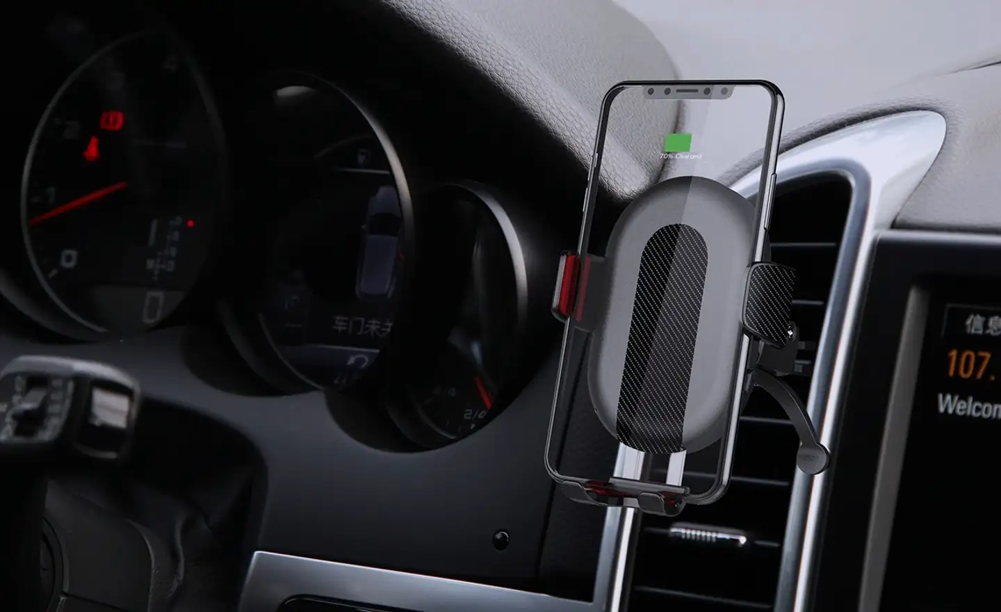 Wave Qi Autoteline 15W langattomalla pikalatauksella, Musta - 3
